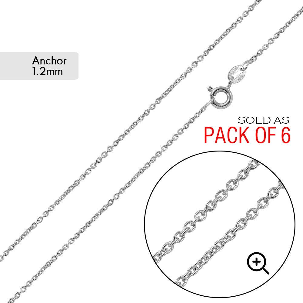 925 Sterling Silver Anchor 030 Chain 1.2mm (Pk of 6)