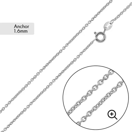 925 Sterling Silver Anchor 040 Chain 1.6mm