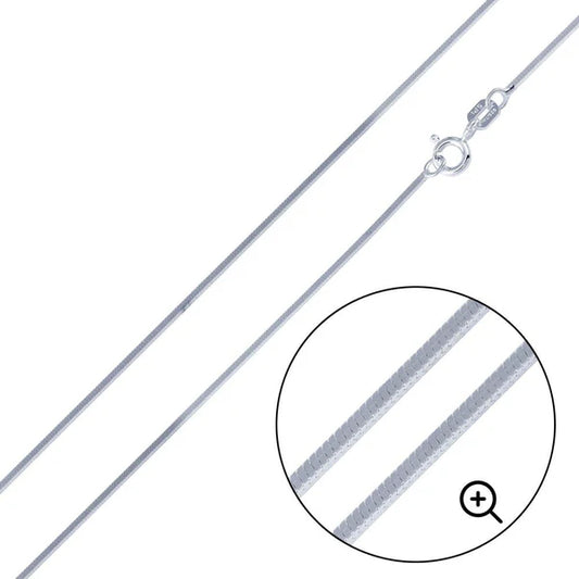 925 Sterling Silver 4 Sided Snake Square 025 Chain 0.9mm