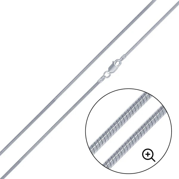 925 Sterling Silver 8 Sided Snake 020 Chain 0.8mm
