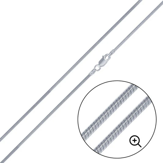 925 Sterling Silver 8 Sided Snake 020 Chain 0.8mm