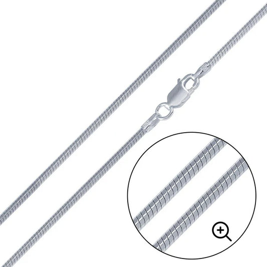 925 Sterling Silver 8 Sided Snake 040 Chain 1.3mm