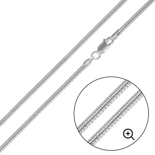925 Sterling Silver Round Snake 050 Chain 2mm