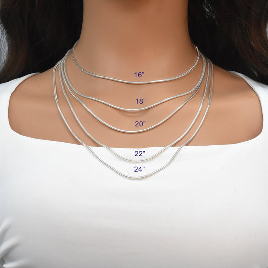 925 Sterling Silver Round Snake 200 Hollow Chain 2mm