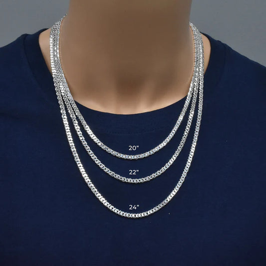 925 Sterling Silver Rhodium Plated Dollar Cuban Diamond Cut 130 4.1mm Chain