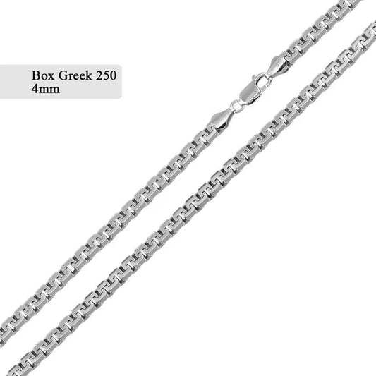 925 Sterling Silver Greek Box Diamond Cut 250 Chains 4mm