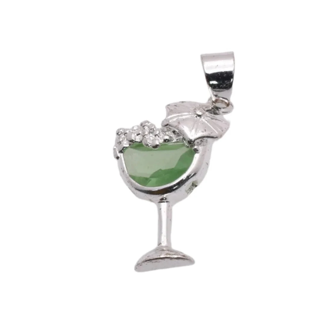 925 Sterling Silver Rhodium Plated Tropical Drink Charm