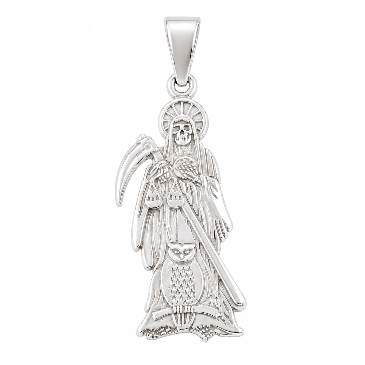 925 Sterling Silver Flat Santa Muerte Charm