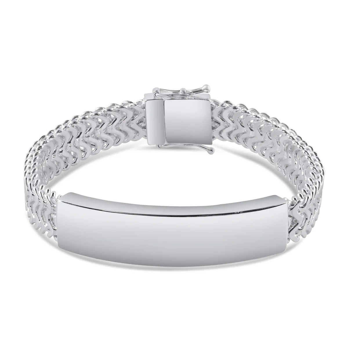 925 Sterling Silver Zig Zag Box Lock 10.2mm ID Bracelet