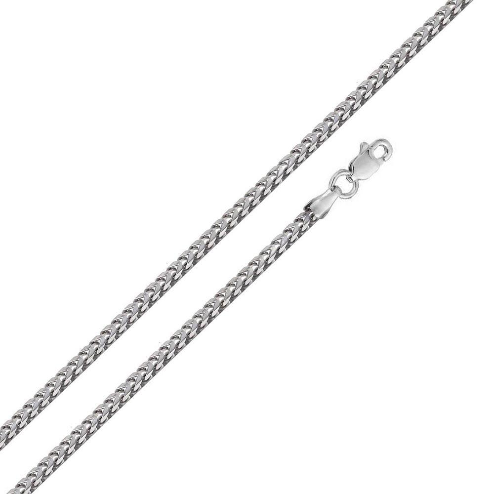 925 Sterling Silver Rhodium Plated Hollow Round Franco Chain 2.7mm