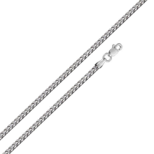 925 Sterling Silver Rhodium Plated Hollow Round Franco Chain 2.7mm