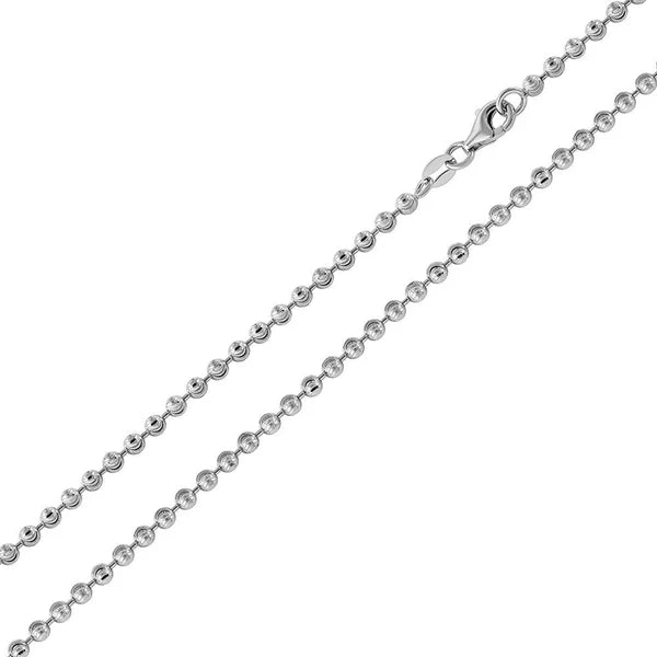 925 Sterling Silver Rhodium Plated Wave Design DC Bead 002 Chains