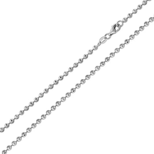 925 Sterling Silver Rhodium Plated Wave Design DC Bead 002 Chains