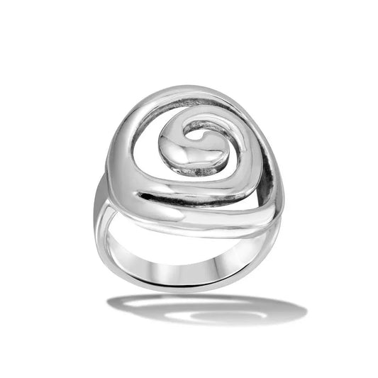 925 Sterling Silver High Polished Swirly Ring