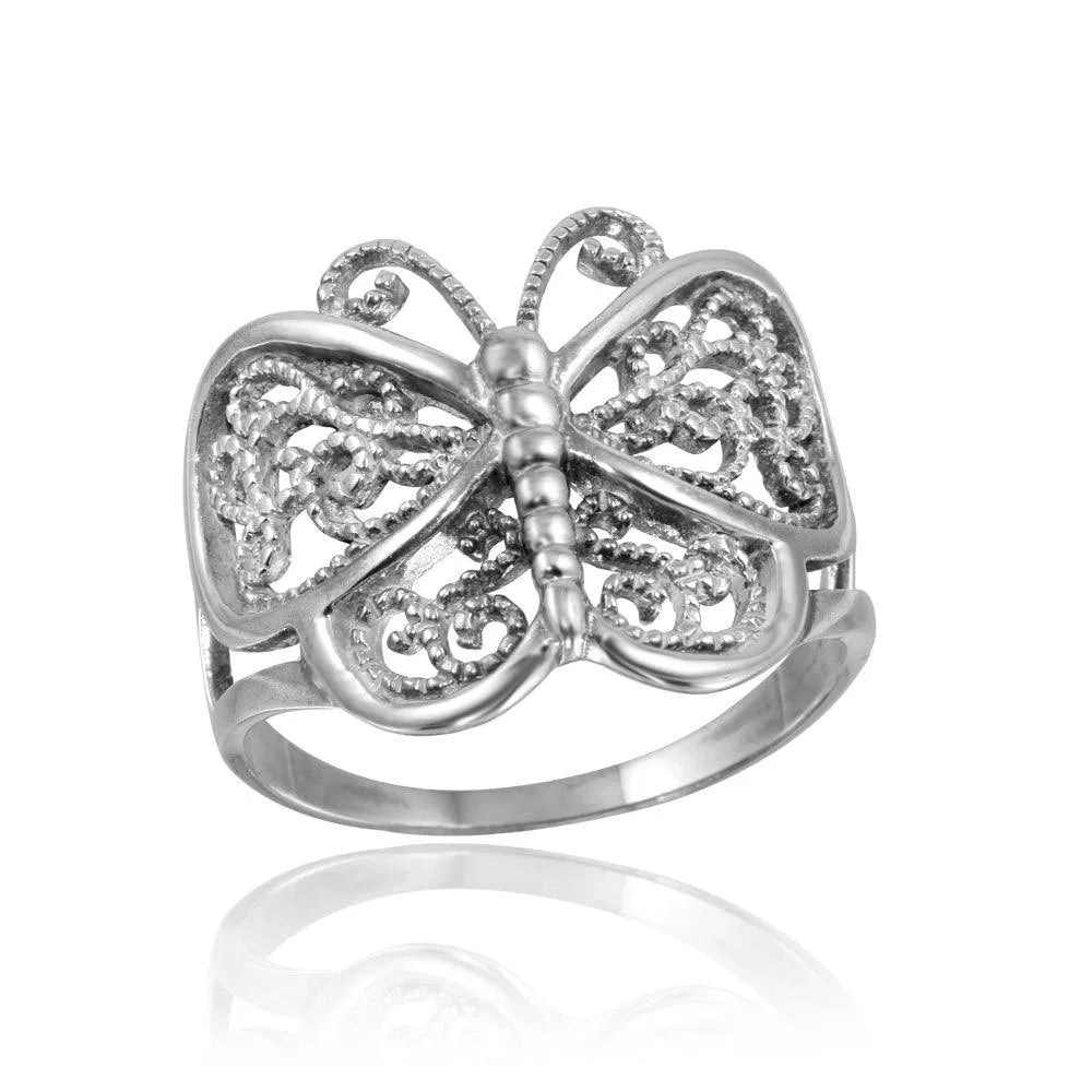 925 Sterling Silver High Polished Butterfly Ring