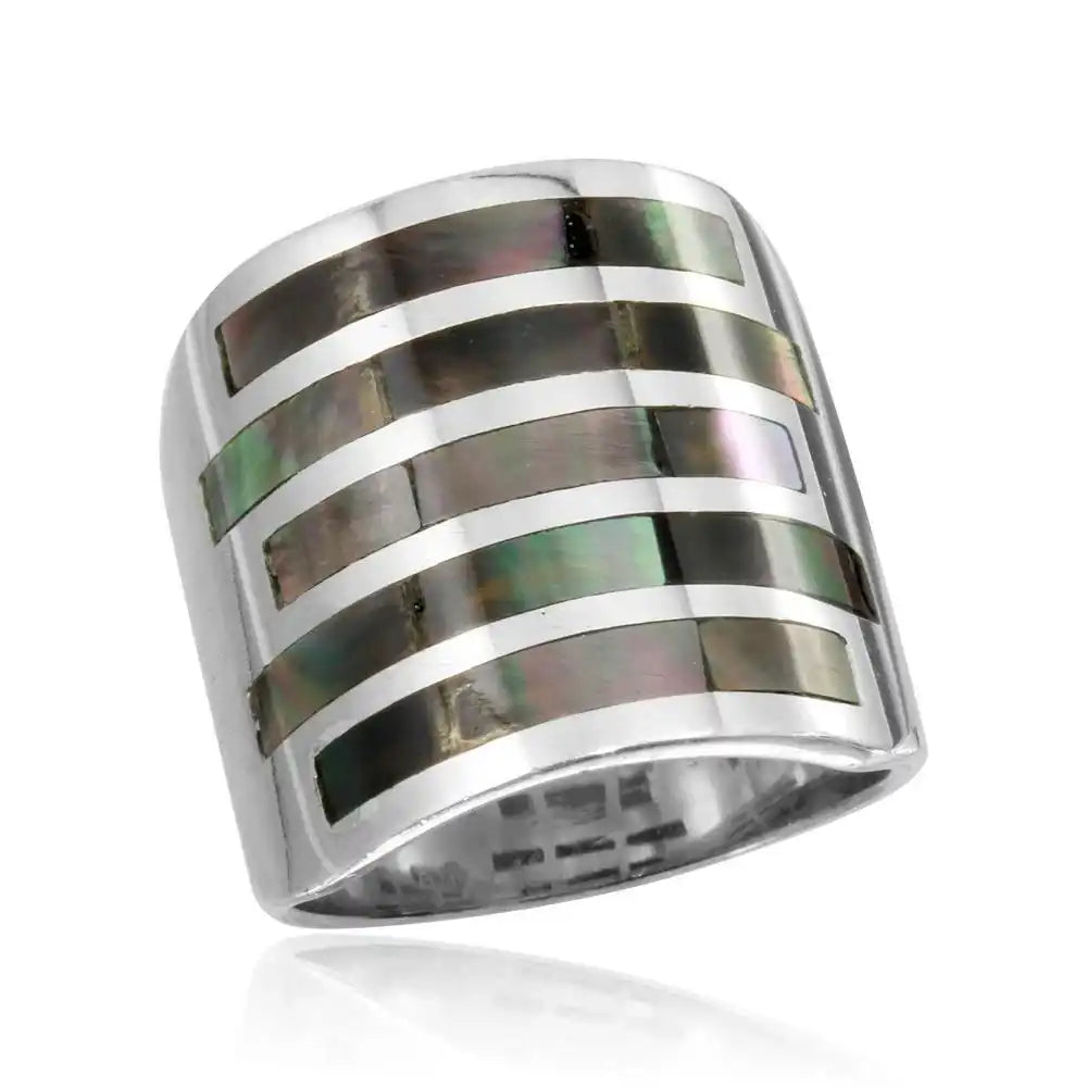 925 Sterling Silver High Polished 5 Bar Ring