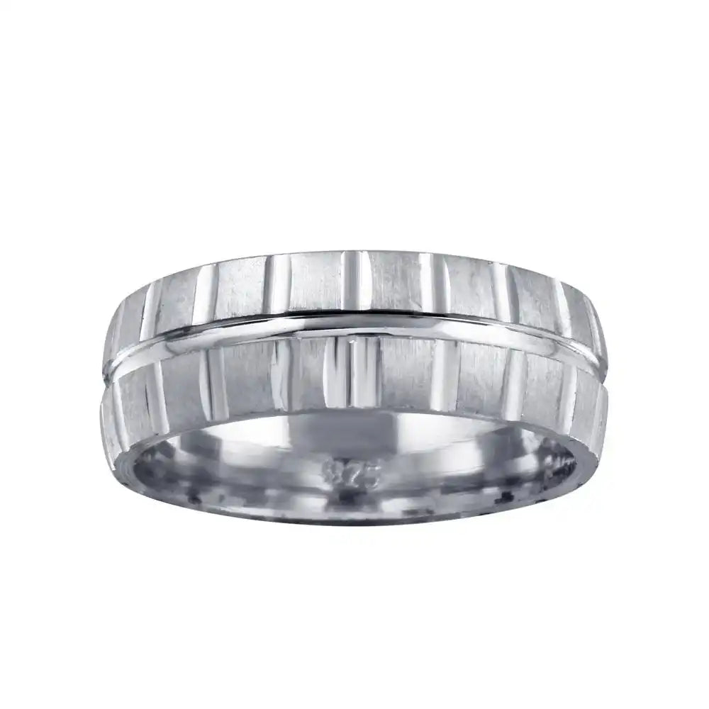 925 Sterling Silve Rhodium Plated Matte Finish Ring