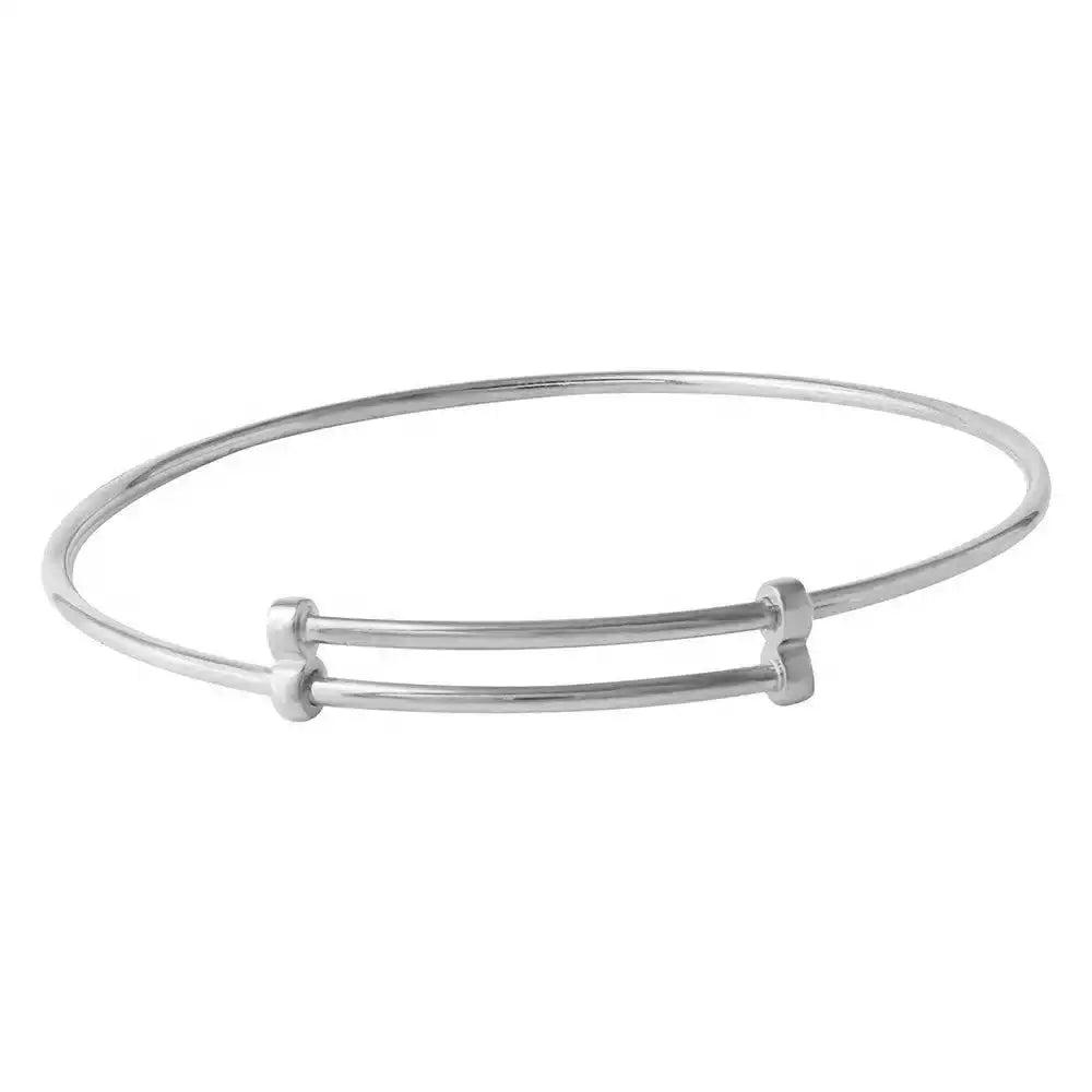 925 Sterling Silver Rhodium Plated Adjustable Bangle Bracelet