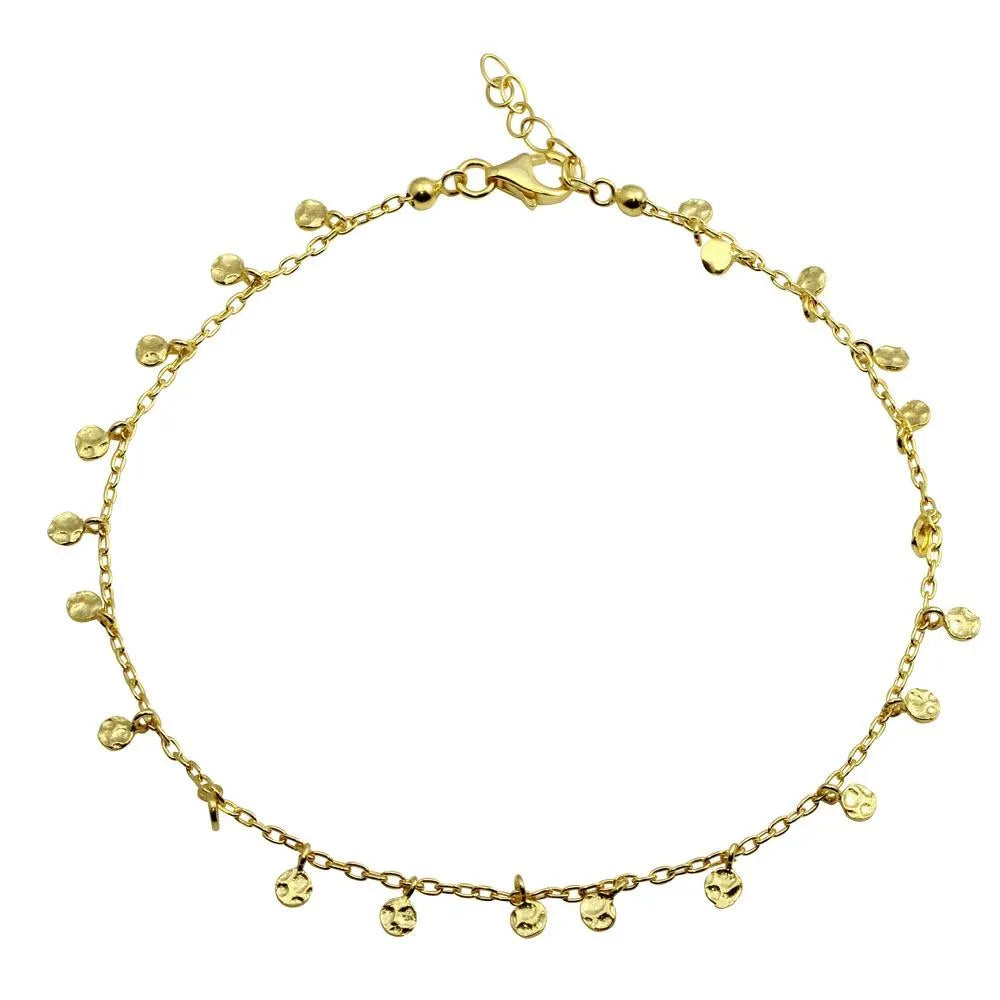 925 Sterling Silver Gold Plated Confetti Anklet
