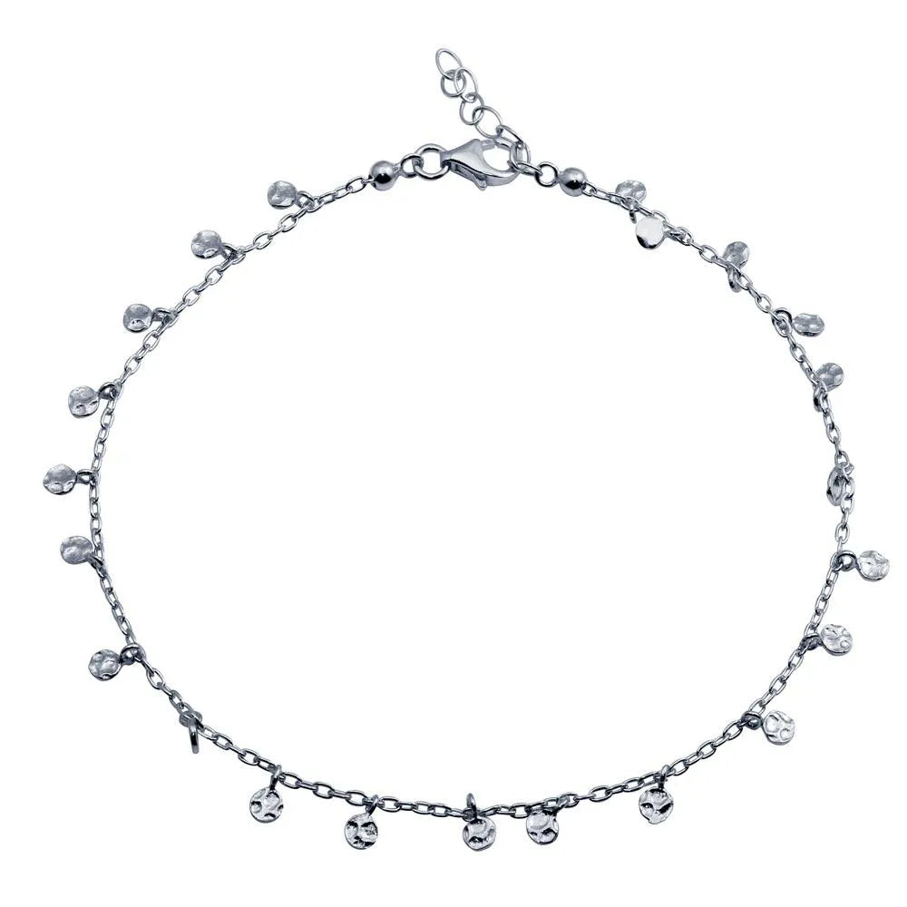 925 Sterling Silver Rhodium Plated Confetti Anklet