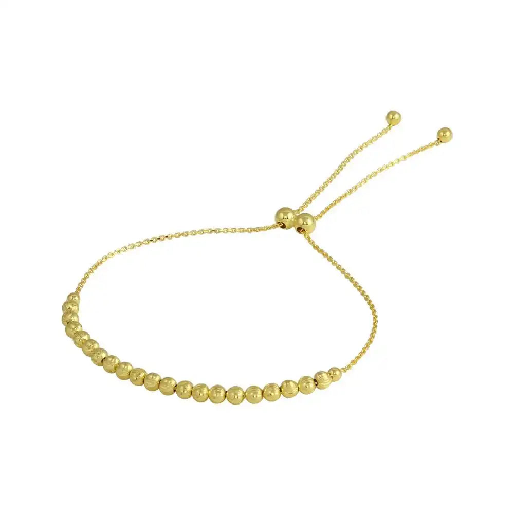 925 Sterling Silver Gold Plated DC Beaded Lariat Bracelet