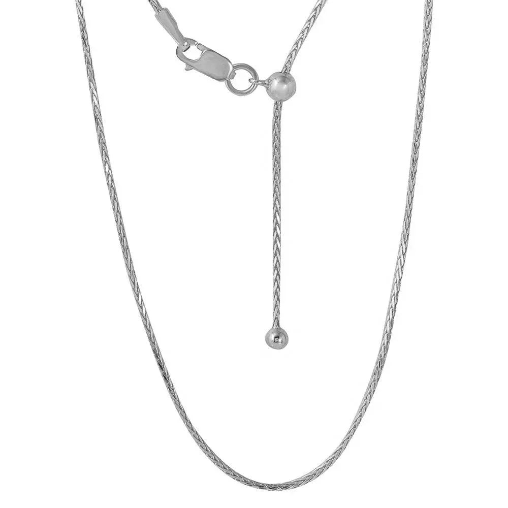 925 Sterling Silver Rhodium Plated Adjustable Franco Chain with Bead