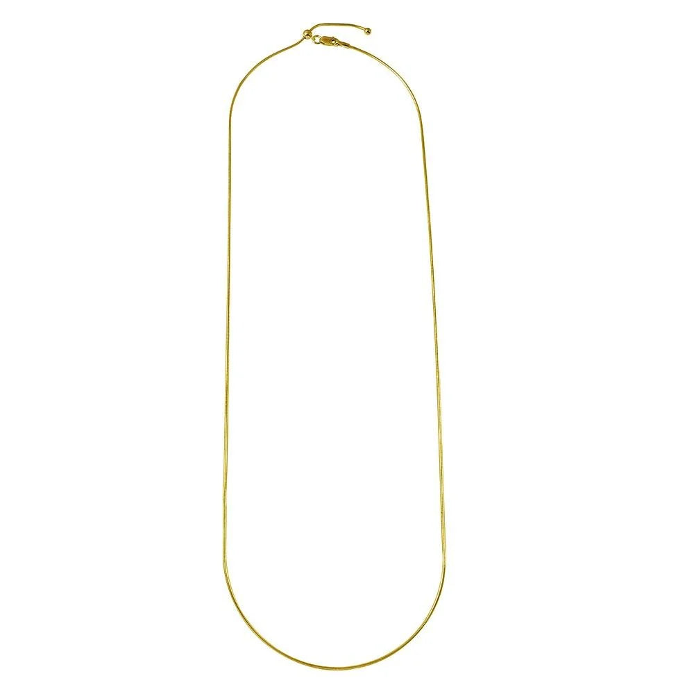 925 Sterling Silver Gold Plated Round Snake Slider Adjustable Chain Necklace