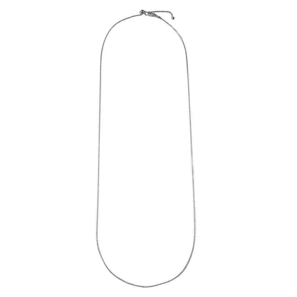 925 Sterling Silver Rhodium Plated Flat Rolo Slider Adjustable Chain Necklace