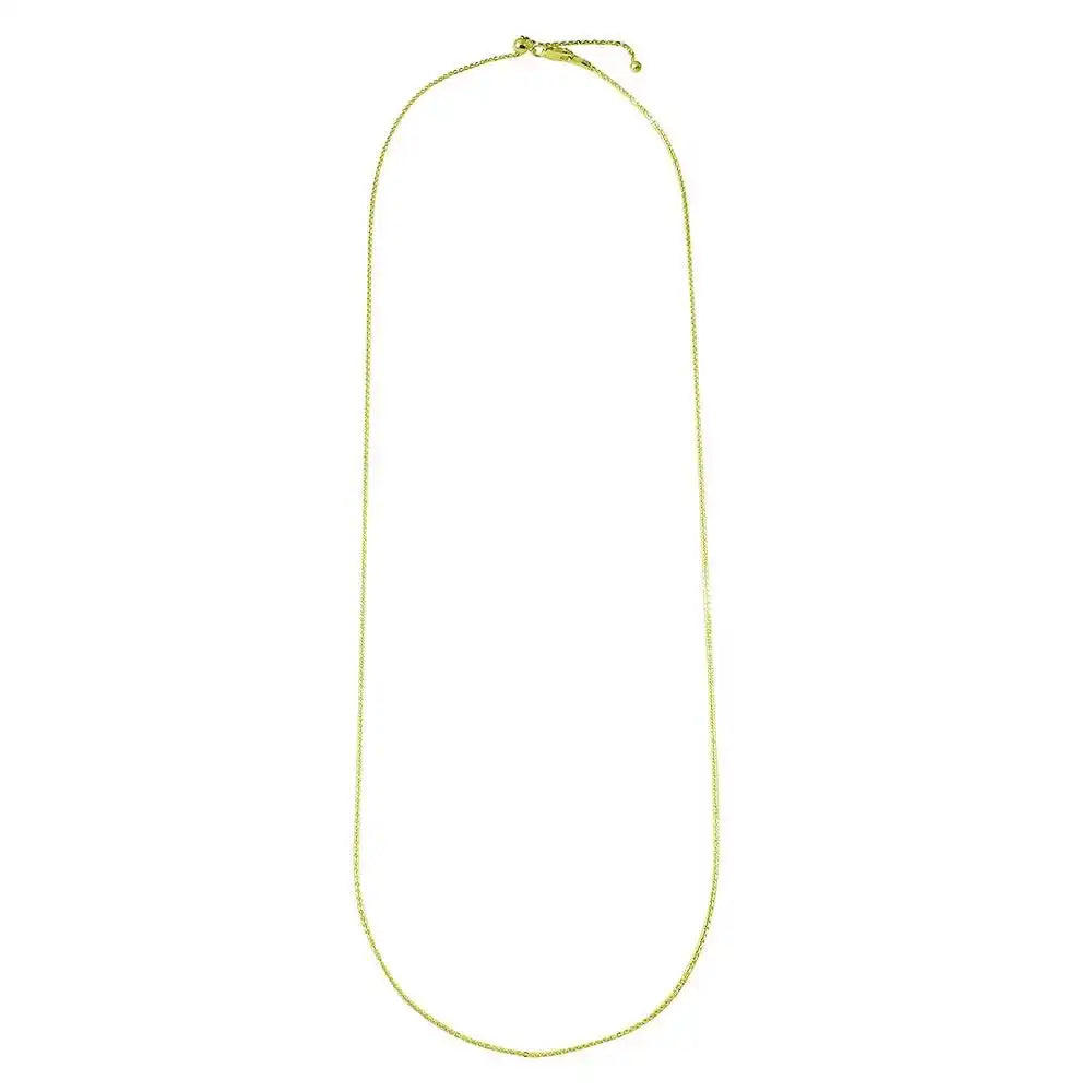 925 Sterling Silver Gold Plated Flat Rolo Slider Adjustable Chain Necklace
