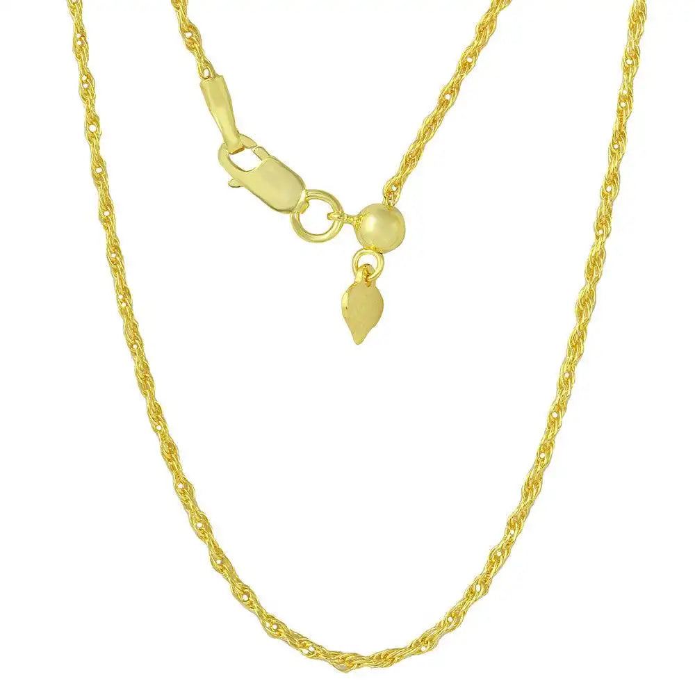 925 Sterling Silver Gold Plated Adjustable Rope Slider Chain