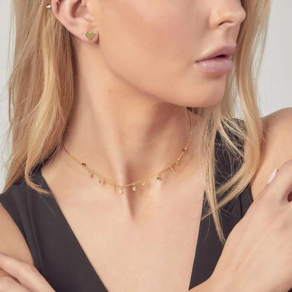 925 Sterling Silver Gold Plated Confetti Choker Necklace