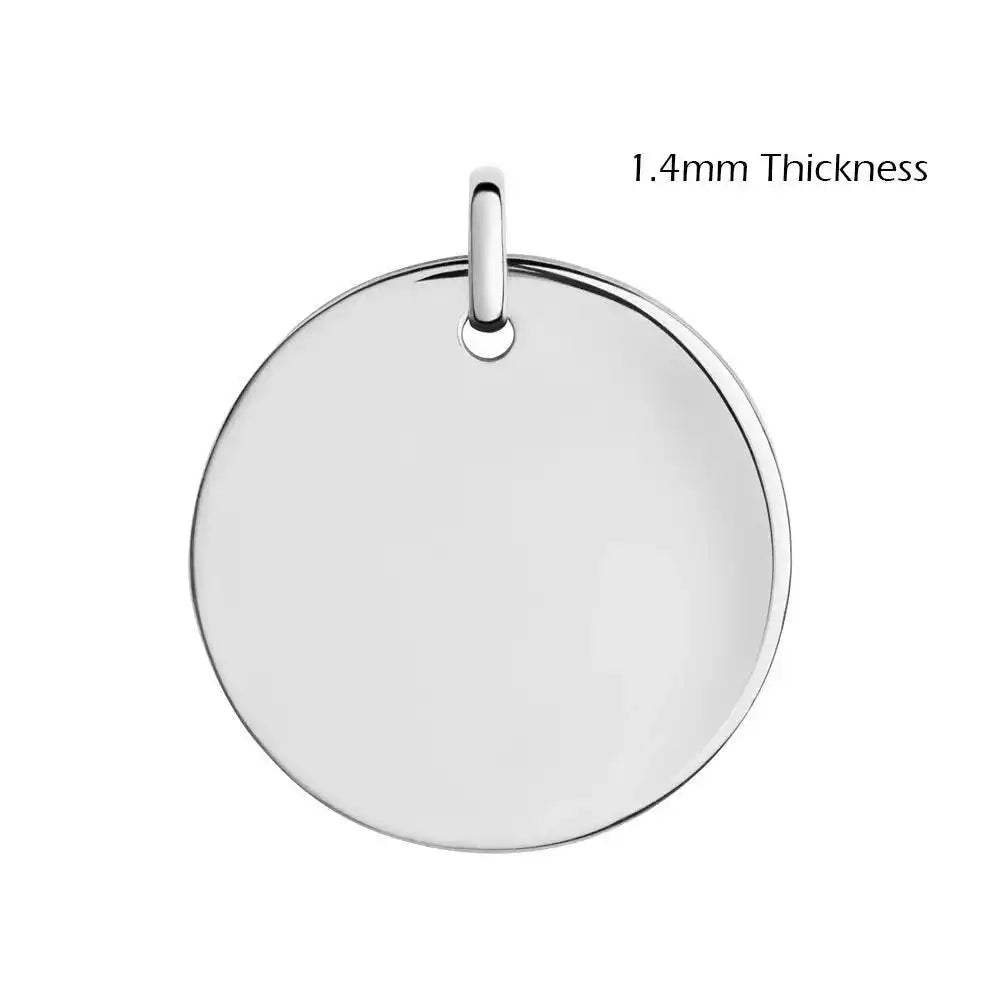 925 Sterling Silver High Polished Heavy Disc Engravable with Bail