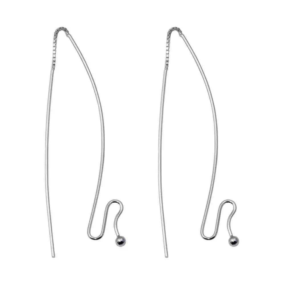 925 Sterling Silver Rhodium Plated Dangling Wire Hanging Ball Hook Earrings