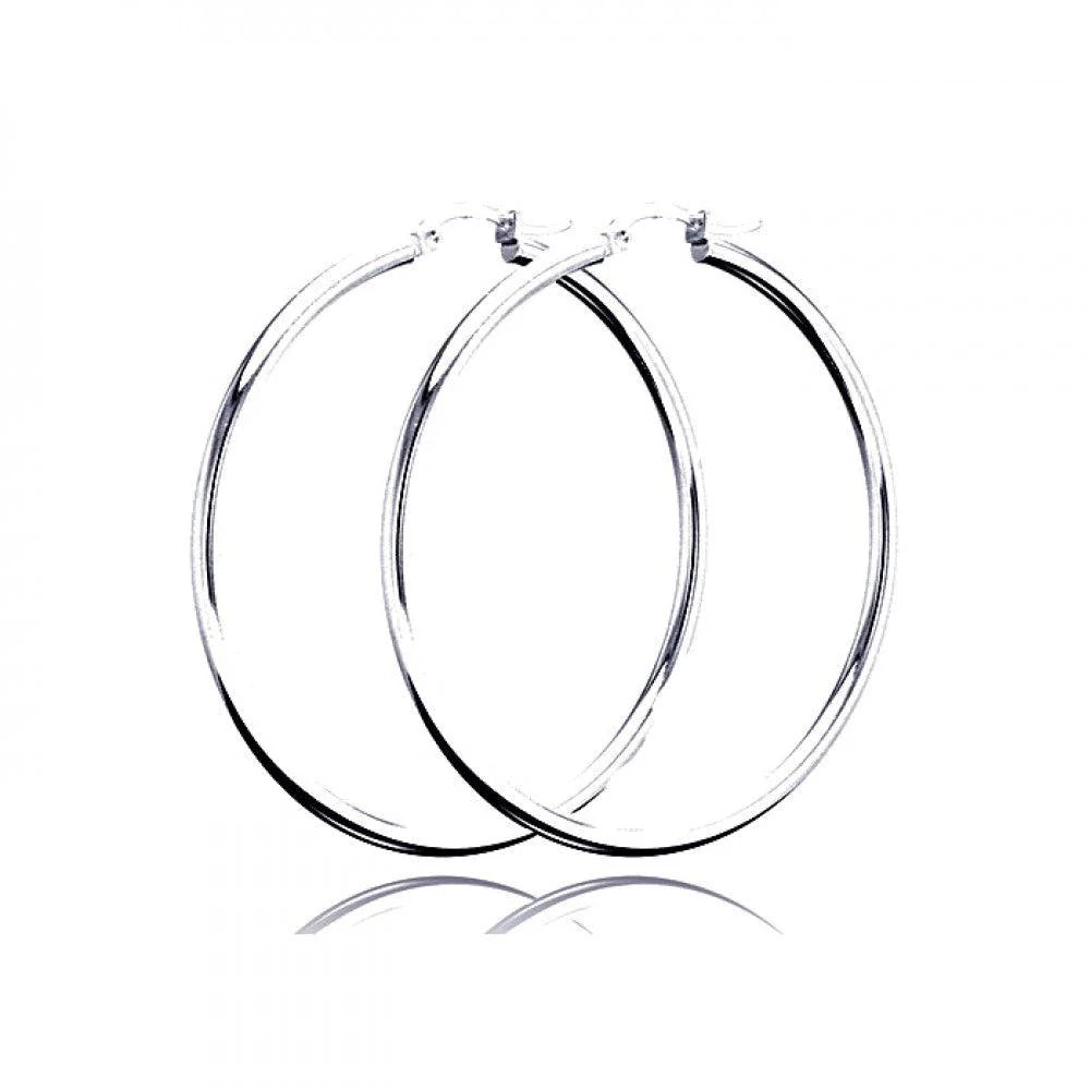925 sterling silver Plain Hoop Earring 2mm