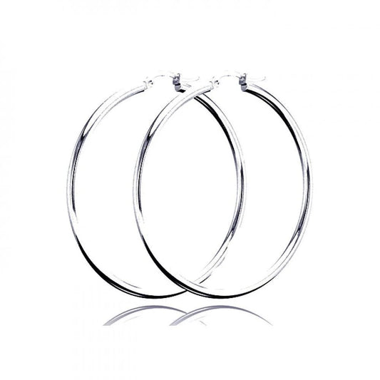 925 sterling silver Plain Hoop Earring 2mm