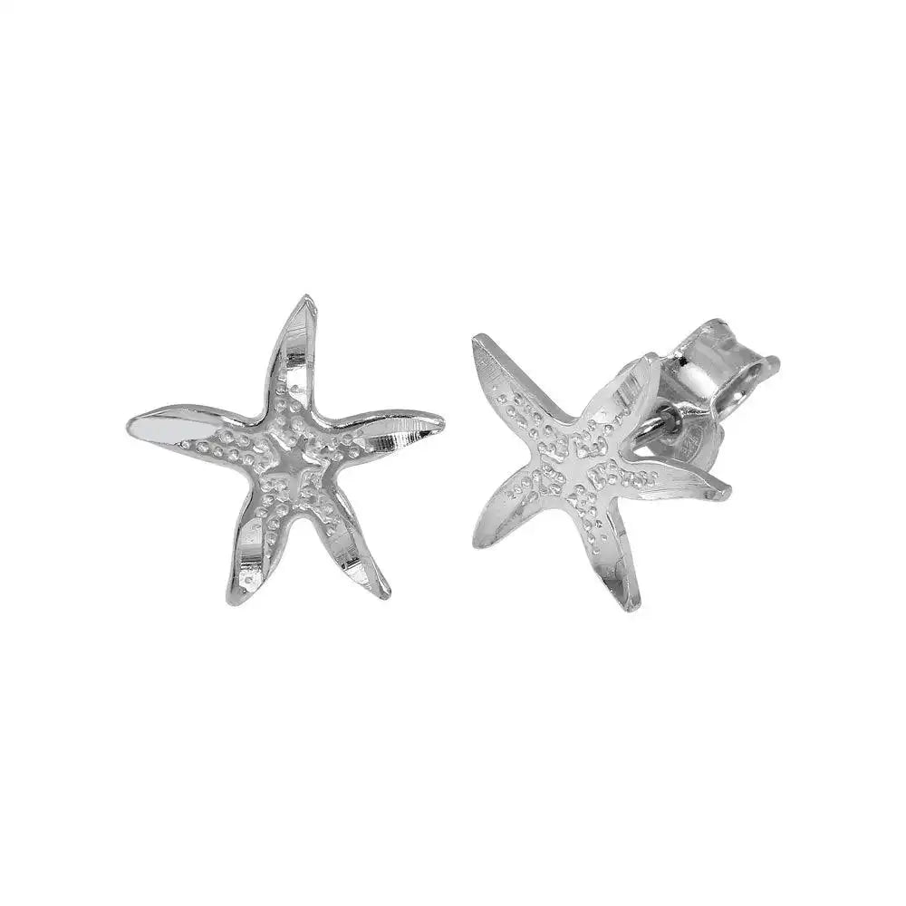 925 Sterling Silver Rhodium Plated DC Starfish Earrings