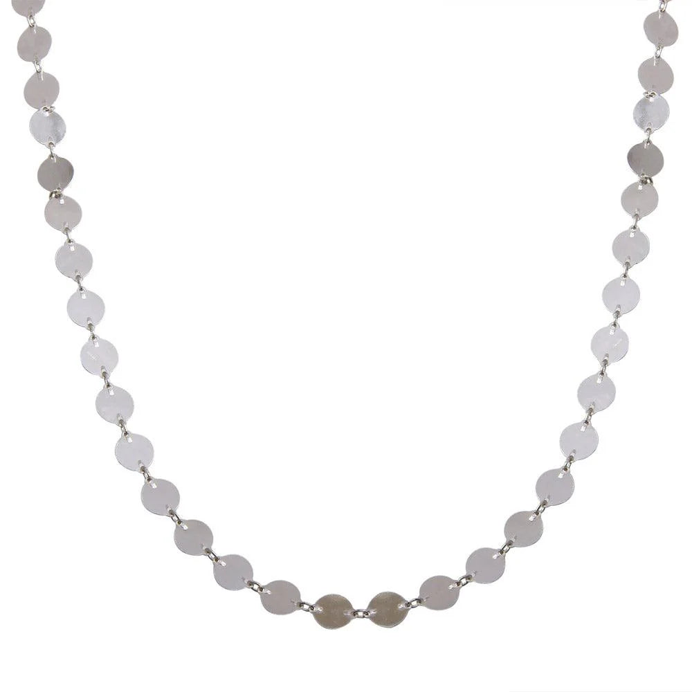 925 Sterling Silver Rhodium Plated Plain Confetti Necklace