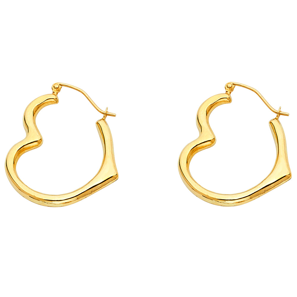 14K Yellow Gold Heart-Shaped Hoop Earrings