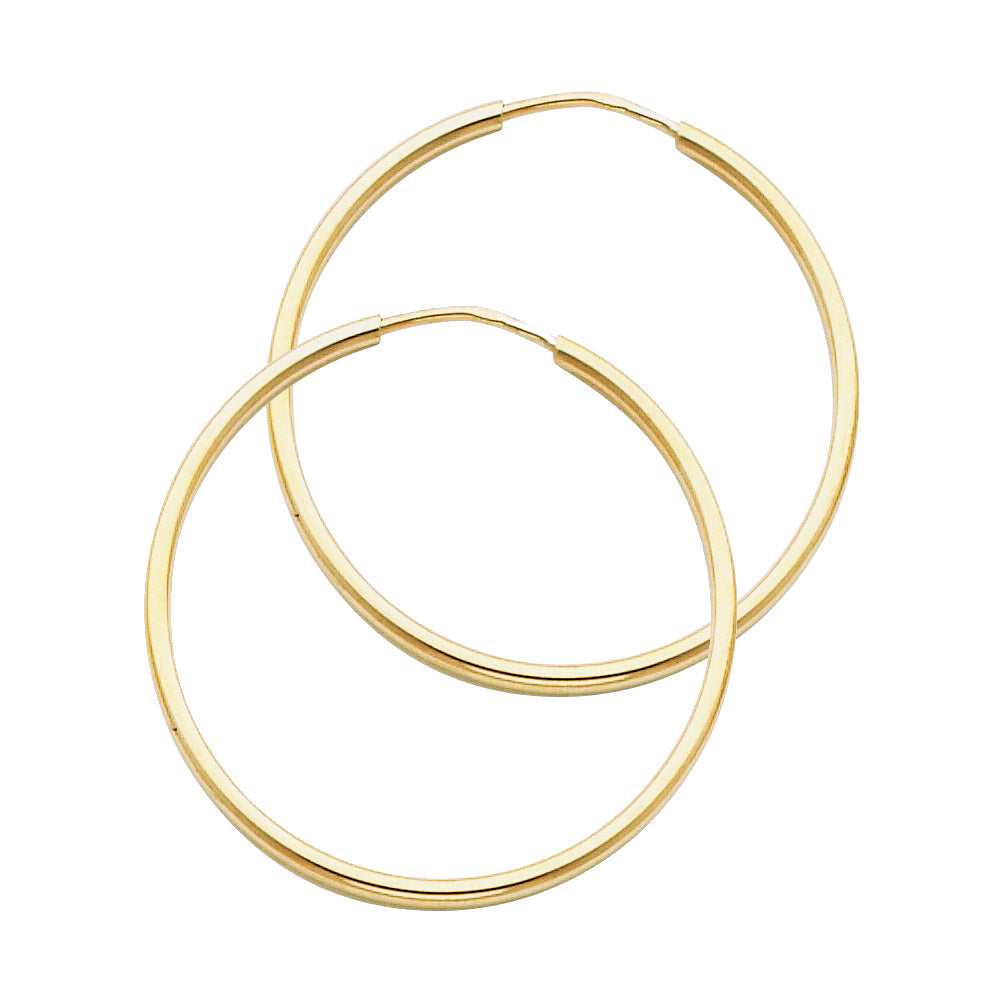 14K Yellow Gold Hollow Hoop Earrings 1.5mm Thick Aprox 1" in Diameter
