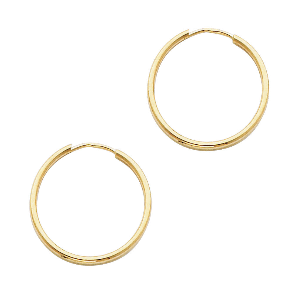 14K Yellow Gold Hollow Hoop Earrings 1.5mm Thick Aprox .7" in Diameter