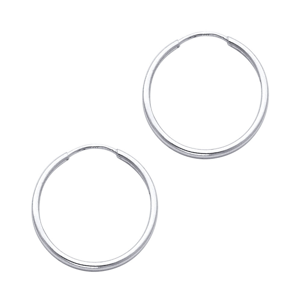 14K White Gold Hollow Hoop Earrings 1.5mm Thick Aprox .7" in Diameter