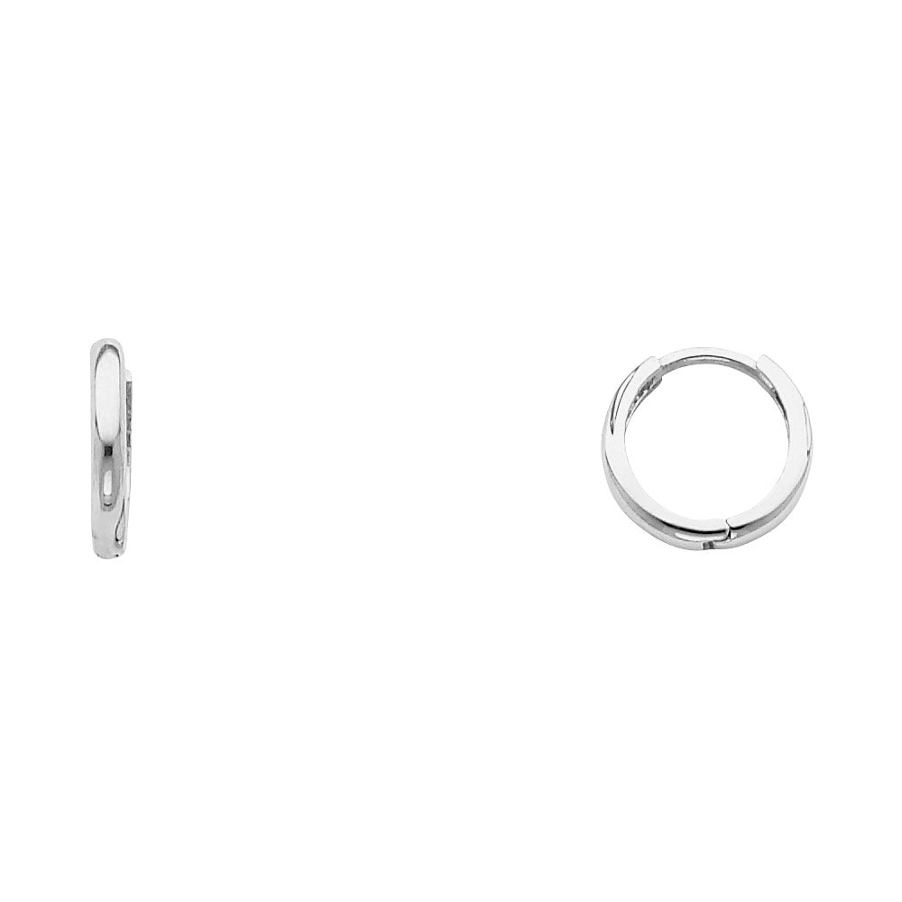 14K White Gold High-Polished Plain Hoop Earrings aprox 1/2" in diameter