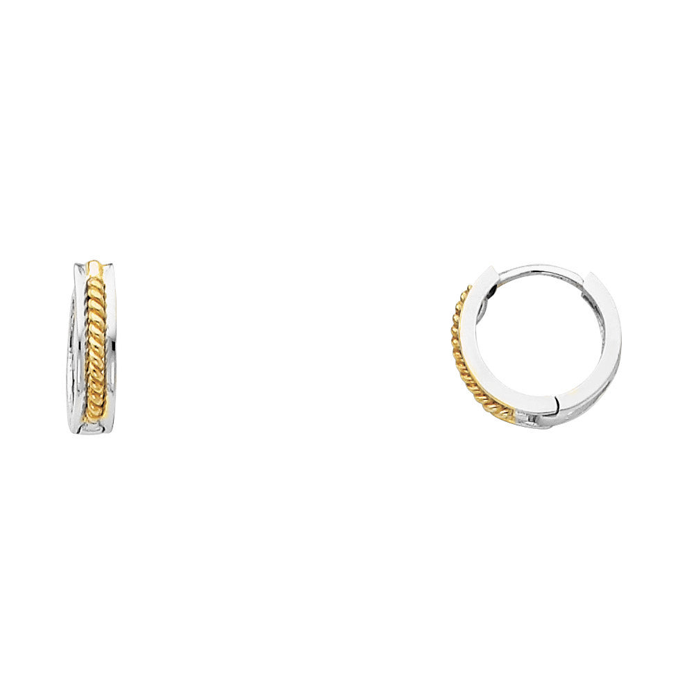 14K Two-Tone Gold Rope-Design Hoop Earrings aprox 1/2" in diametetr