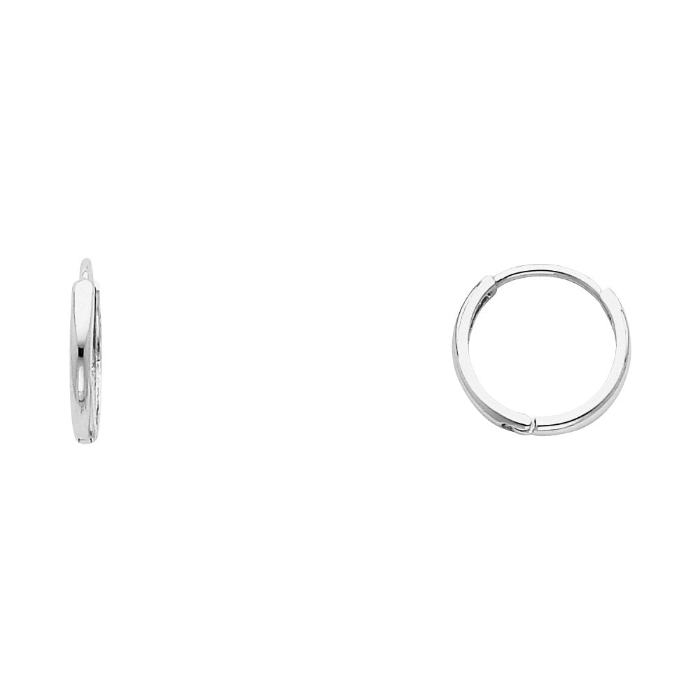 14K White Gold High-Polished Plain Hoop Earrings aprox 1/2" in diameter