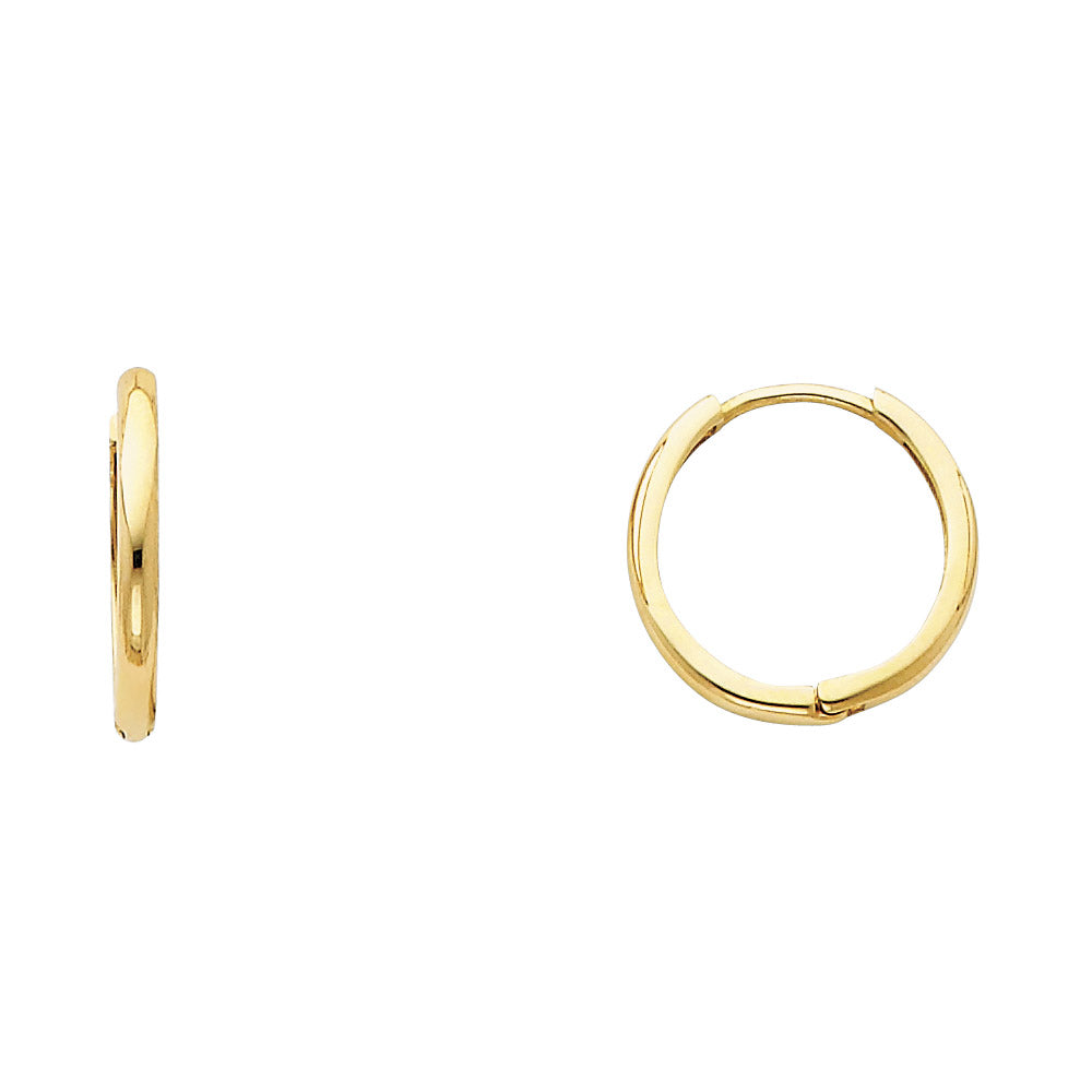 14K Yellow Gold High-Polished Plain Hoop Earrings aprox 1/2" in diameter