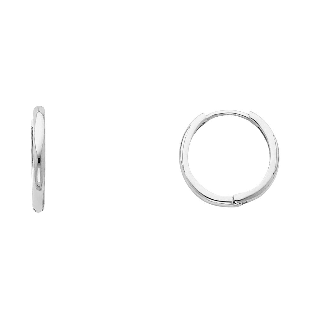 14K White Gold High-Polished Plain Hoop Earrings aprox 1/2" in diameter