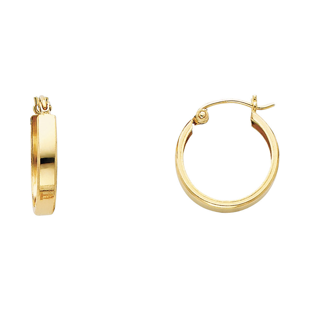 14K Yellow Gold High-Polished Plain Hoop Earrings aprox 1/2" in diameter