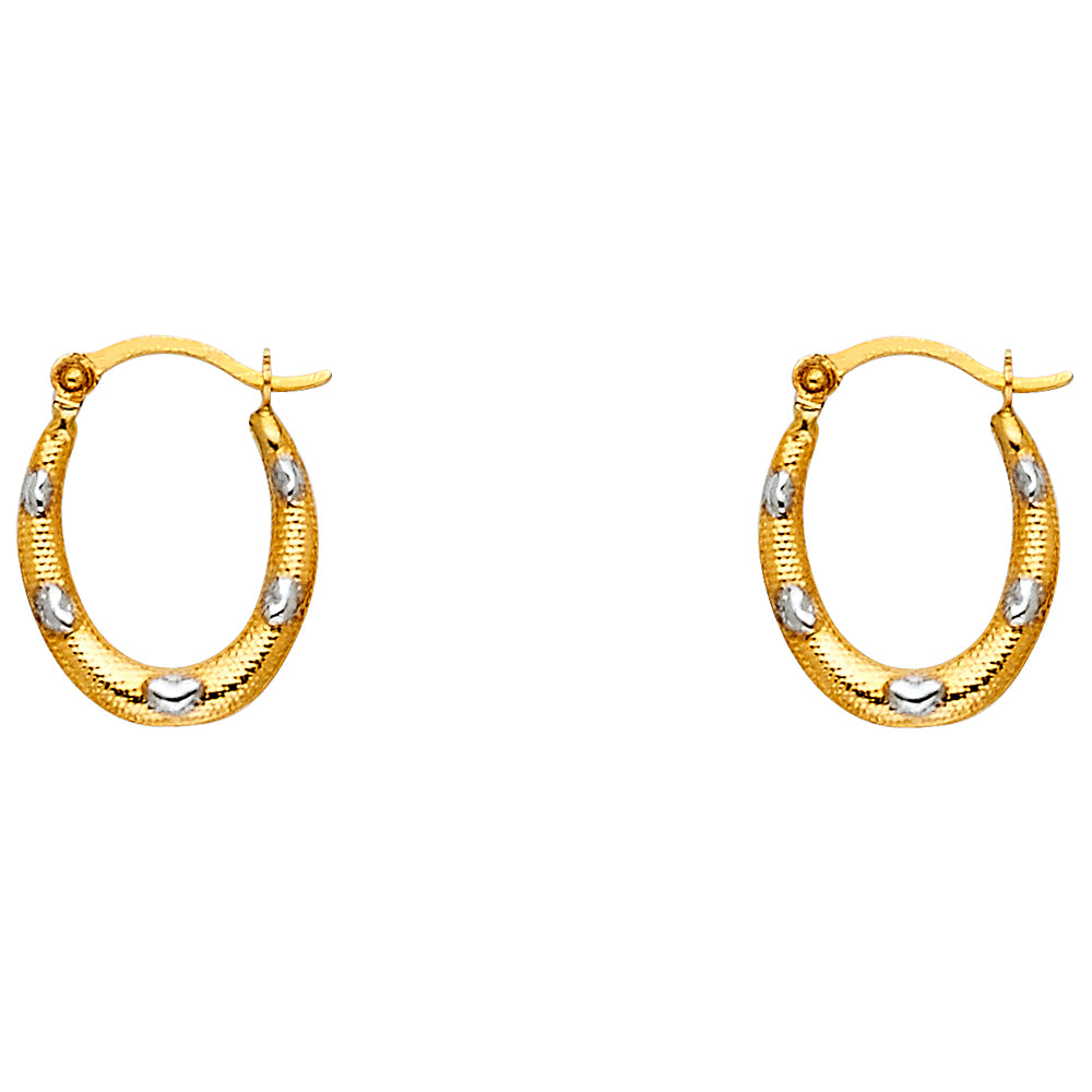 14K Two-Tone Gold Oval Hoop Earrings