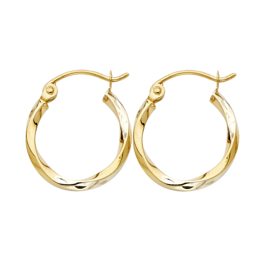 14K Yellow Gold Twisted Hoop Earrings 2.0mm thick aprox 1/2" in diameter