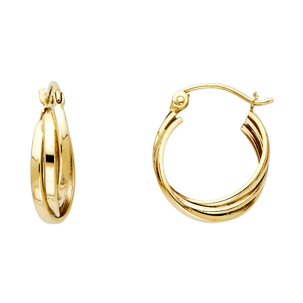 14K Yellow Gold High-Polished Twisted Hoop Earrings aprox 1/2" in diameter